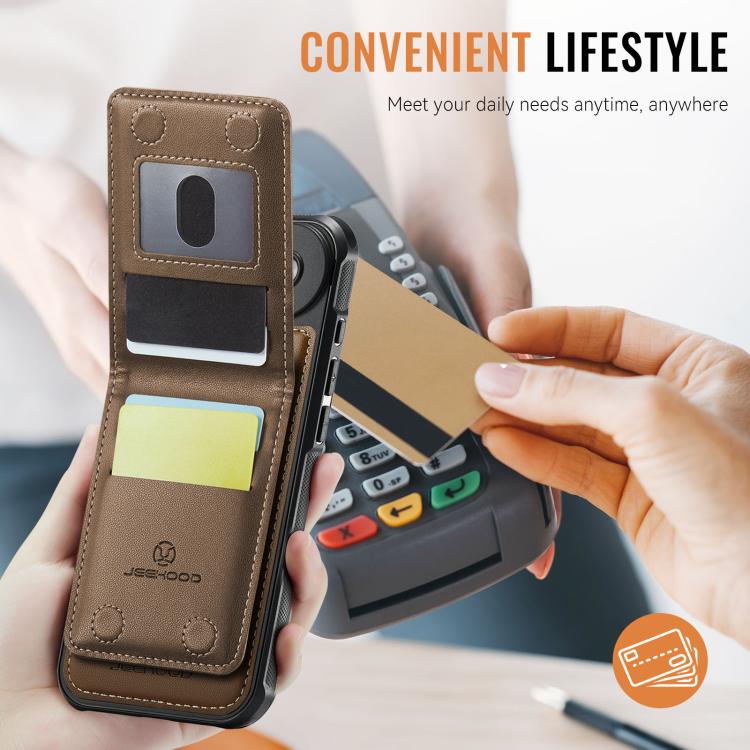 For iPhone Air JEEHOOD J06 British Style RFID MagSafe Card Bag PU Phone Case(Brown) - iPhone Air Cases by JEEHOOD | Online Shopping UK | buy2fix