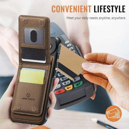 For iPhone Air JEEHOOD J06 British Style RFID MagSafe Card Bag PU Phone Case(Brown) - iPhone Air Cases by JEEHOOD | Online Shopping UK | buy2fix
