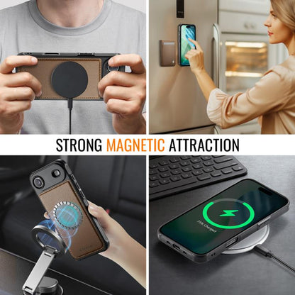 For iPhone Air JEEHOOD J06 British Style RFID MagSafe Card Bag PU Phone Case(Brown) - iPhone Air Cases by JEEHOOD | Online Shopping UK | buy2fix