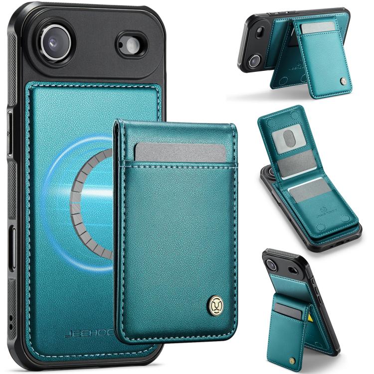 For iPhone Air JEEHOOD J06 British Style RFID MagSafe Card Bag PU Phone Case(Green) - iPhone Air Cases by JEEHOOD | Online Shopping UK | buy2fix