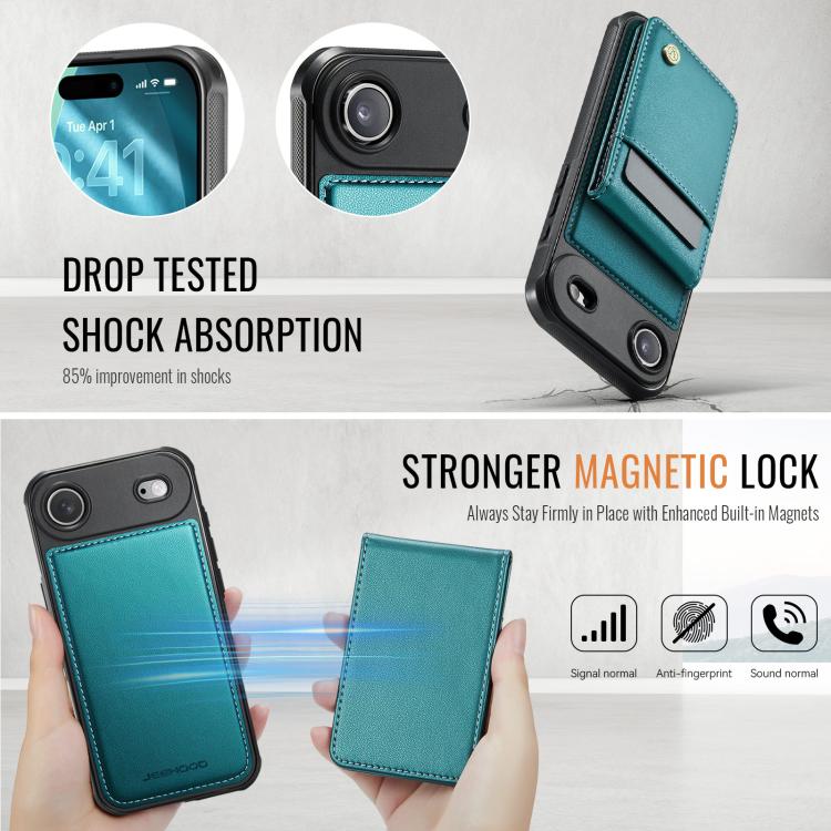 For iPhone Air JEEHOOD J06 British Style RFID MagSafe Card Bag PU Phone Case(Green) - iPhone Air Cases by JEEHOOD | Online Shopping UK | buy2fix