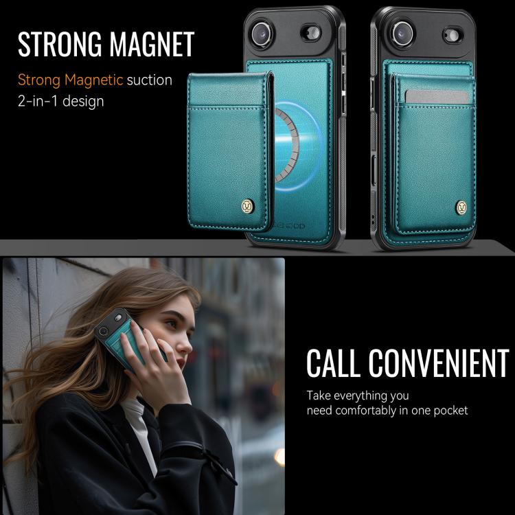 For iPhone Air JEEHOOD J06 British Style RFID MagSafe Card Bag PU Phone Case(Green) - iPhone Air Cases by JEEHOOD | Online Shopping UK | buy2fix