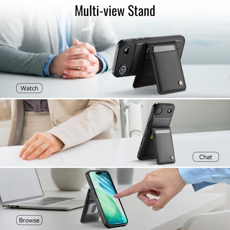 For iPhone Air JEEHOOD J06 British Style RFID MagSafe Card Bag PU Phone Case(Black) - iPhone Air Cases by JEEHOOD | Online Shopping UK | buy2fix