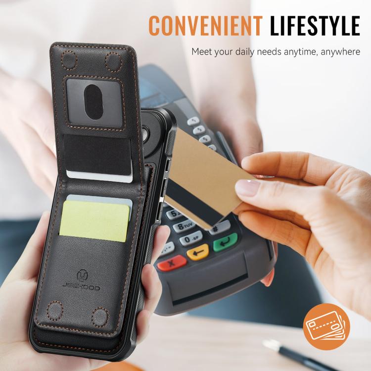 For iPhone Air JEEHOOD J06 British Style RFID MagSafe Card Bag PU Phone Case(Black) - iPhone Air Cases by JEEHOOD | Online Shopping UK | buy2fix