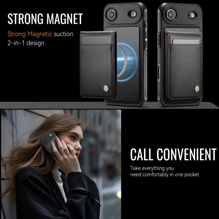 For iPhone Air JEEHOOD J06 British Style RFID MagSafe Card Bag PU Phone Case(Black) - iPhone Air Cases by JEEHOOD | Online Shopping UK | buy2fix