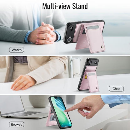 For iPhone Air JEEHOOD J06 British Style RFID MagSafe Card Bag PU Phone Case(Pink) - iPhone Air Cases by JEEHOOD | Online Shopping UK | buy2fix