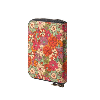 Denior V16 Flower MagSafe RFID Zipper Wallet Card Bag Case(Red) - Adhesive Card Holders by Denior | Online Shopping UK | buy2fix