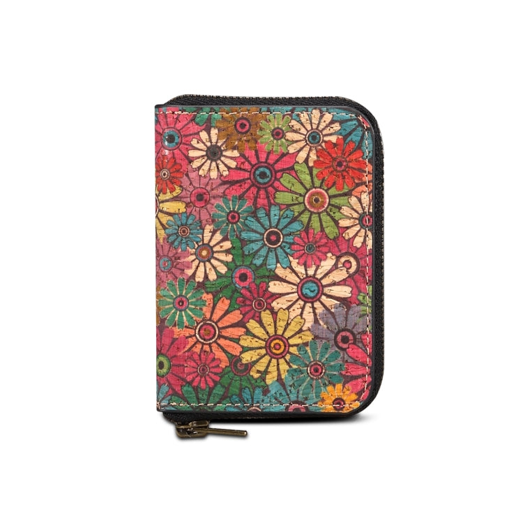 Denior V16 Flower MagSafe RFID Zipper Wallet Card Bag Case(Green) - Adhesive Card Holders by Denior | Online Shopping UK | buy2fix