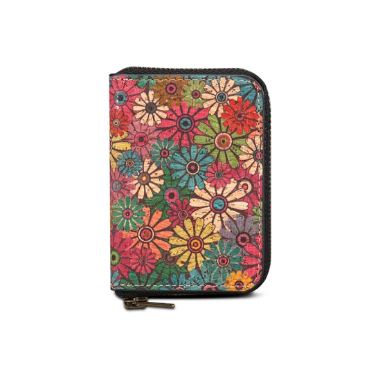 Denior V16 Flower MagSafe RFID Zipper Wallet Card Bag Case(Green) - Adhesive Card Holders by Denior | Online Shopping UK | buy2fix