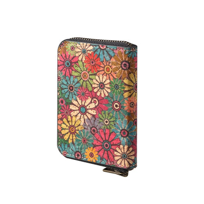 Denior V16 Flower MagSafe RFID Zipper Wallet Card Bag Case(Green) - Adhesive Card Holders by Denior | Online Shopping UK | buy2fix