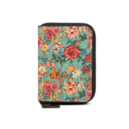 Denior V16 Flower MagSafe RFID Zipper Wallet Card Bag Case(Blue) - Adhesive Card Holders by Denior | Online Shopping UK | buy2fix