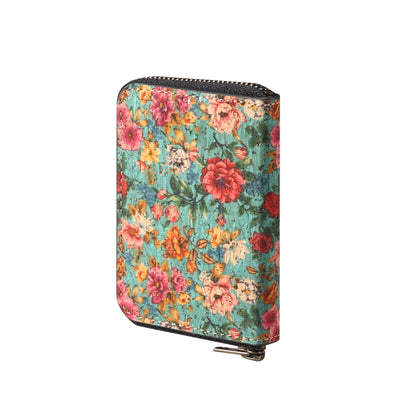 Denior V16 Flower MagSafe RFID Zipper Wallet Card Bag Case(Blue) - Adhesive Card Holders by Denior | Online Shopping UK | buy2fix