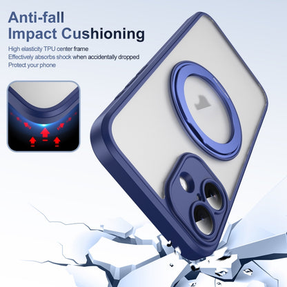 For iPhone 16 Translucent Frosted MagSafe Rotating Holder Phone Case with AI Button(Blue) - iPhone 16 Cases by buy2fix | Online Shopping UK | buy2fix