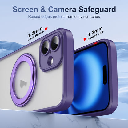 For iPhone 16 Translucent Frosted MagSafe Rotating Holder Phone Case with AI Button(Purple) - iPhone 16 Cases by buy2fix | Online Shopping UK | buy2fix