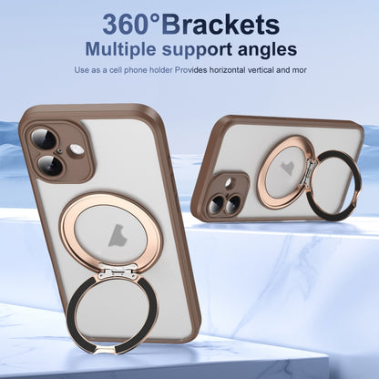 For iPhone 16 Plus Translucent Frosted MagSafe Rotating Holder Phone Case with AI Button(Gold) - iPhone 16 Plus Cases by buy2fix | Online Shopping UK | buy2fix