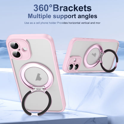 For iPhone 16 Plus Translucent Frosted MagSafe Rotating Holder Phone Case with AI Button(Pink) - iPhone 16 Plus Cases by buy2fix | Online Shopping UK | buy2fix