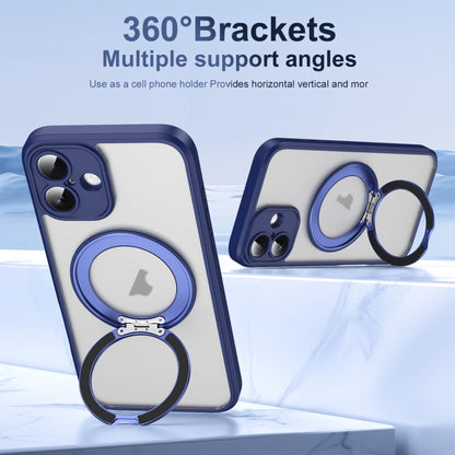 For iPhone 16 Plus Translucent Frosted MagSafe Rotating Holder Phone Case with AI Button(Blue) - iPhone 16 Plus Cases by buy2fix | Online Shopping UK | buy2fix