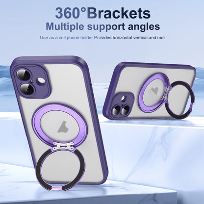 For iPhone 16 Plus Translucent Frosted MagSafe Rotating Holder Phone Case with AI Button(Purple) - iPhone 16 Plus Cases by buy2fix | Online Shopping UK | buy2fix