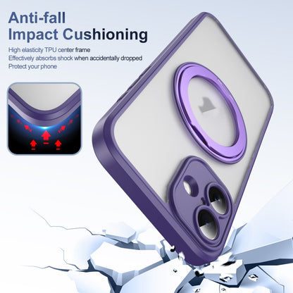For iPhone 16 Plus Translucent Frosted MagSafe Rotating Holder Phone Case with AI Button(Purple) - iPhone 16 Plus Cases by buy2fix | Online Shopping UK | buy2fix