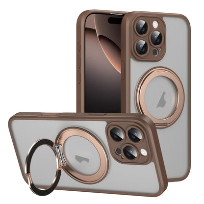 For iPhone 16 Pro Translucent Frosted MagSafe Rotating Holder Phone Case with AI Button(Gold) - iPhone 16 Pro Cases by buy2fix | Online Shopping UK | buy2fix