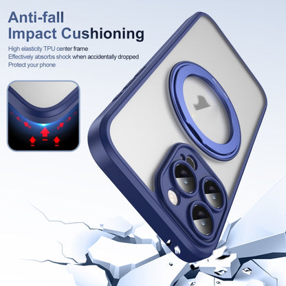 For iPhone 16 Pro Translucent Frosted MagSafe Rotating Holder Phone Case with AI Button(Blue) - iPhone 16 Pro Cases by buy2fix | Online Shopping UK | buy2fix