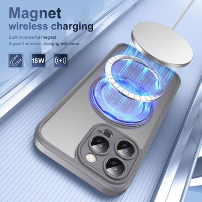 For iPhone 16 Pro Translucent Frosted MagSafe Rotating Holder Phone Case with AI Button(Grey) - iPhone 16 Pro Cases by buy2fix | Online Shopping UK | buy2fix