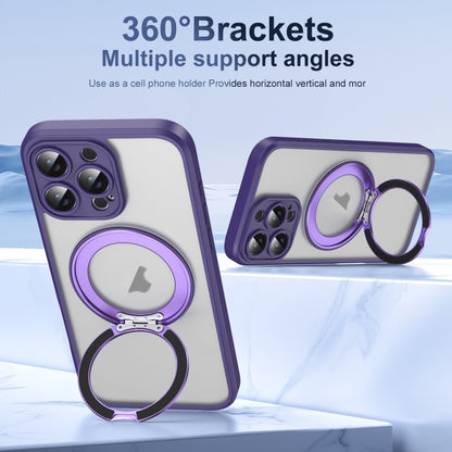 For iPhone 16 Pro Max Translucent Frosted MagSafe Rotating Holder Phone Case with AI Button(Purple) - iPhone 16 Pro Cases by buy2fix | Online Shopping UK | buy2fix