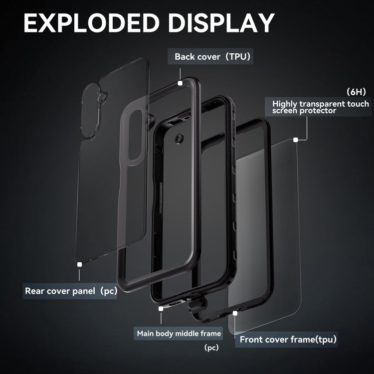 For Samsung Galaxy A16 5G / 4G RedPepper IP68 Waterproof PC Hybrid TPU Phone Case(Black) - Galaxy Phone Cases by RedPepper | Online Shopping UK | buy2fix