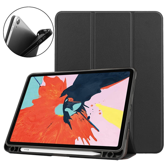 For iPad Air 11 2025 / 2024 / 2022 / 2020 10.9 Custer Texture TPU Horizontal Flip Leather Case with Sleep / Wake-up Function & Three-folding Holder & Pen Slot(Black) - iPad Air (2022) / (2020) 10.9 Cases by buy2fix | Online Shopping UK | buy2fix