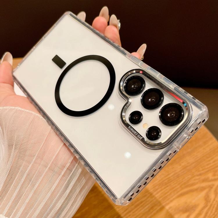 For Samsung Galaxy S25 Ultra 5G Transparent MagSafe Phone Case with Lens Film(Black) by buy2fix