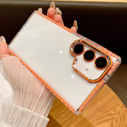 For Samsung Galaxy S25 5G Transparent Phone Case with Lens Film(Orange) - Galaxy S25 5G Cases by buy2fix | Online Shopping UK | buy2fix