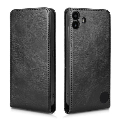 For Nothing CMF Phone 1 Magnetic Vertical Flip Leather Phone Case(Black) - Nothing Cases by buy2fix | Online Shopping UK | buy2fix