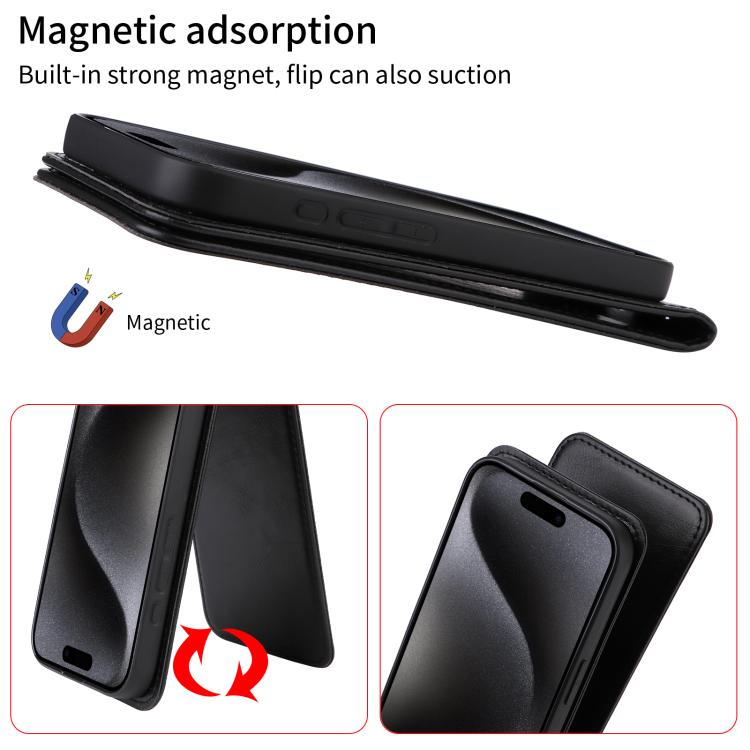 For Nothing CMF Phone 1 Magnetic Vertical Flip Leather Phone Case(Black) - Nothing Cases by buy2fix | Online Shopping UK | buy2fix