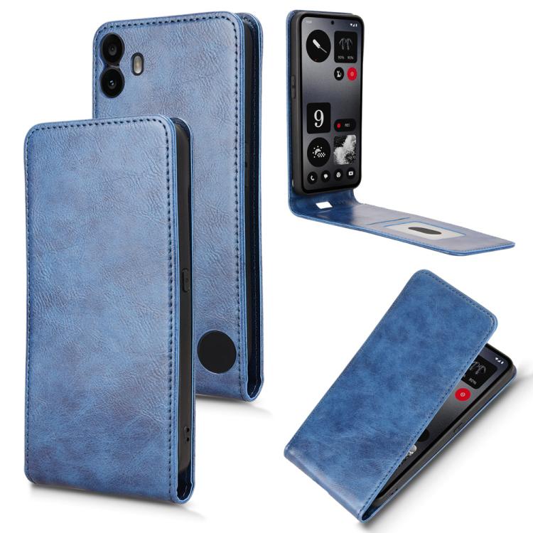 For Nothing CMF Phone 1 Magnetic Vertical Flip Leather Phone Case(Blue) - Nothing Cases by buy2fix | Online Shopping UK | buy2fix