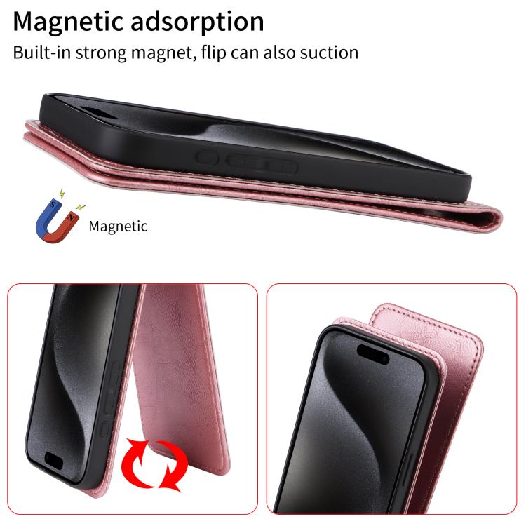 For Nothing CMF Phone 1 Magnetic Vertical Flip Leather Phone Case(Rose Gold) - More Brand by buy2fix | Online Shopping UK | buy2fix