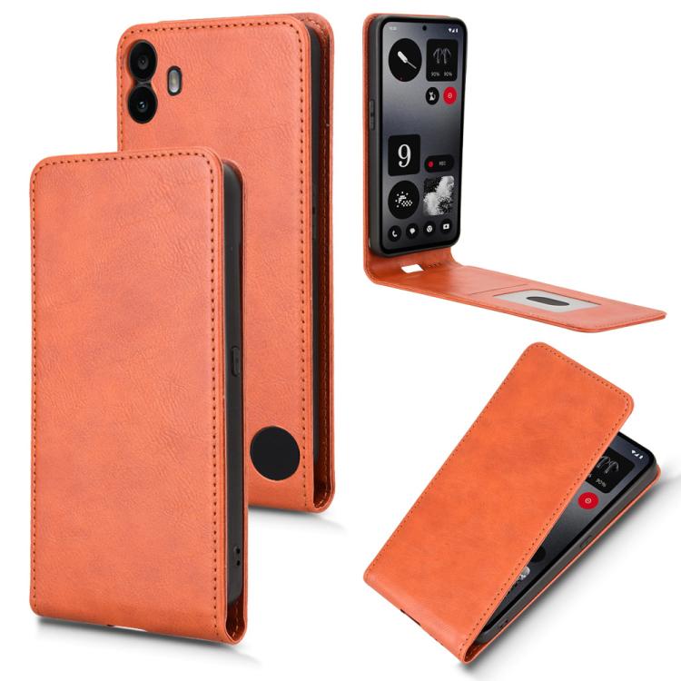 For Nothing CMF Phone 1 Magnetic Vertical Flip Leather Phone Case(Brown) - Nothing Cases by buy2fix | Online Shopping UK | buy2fix