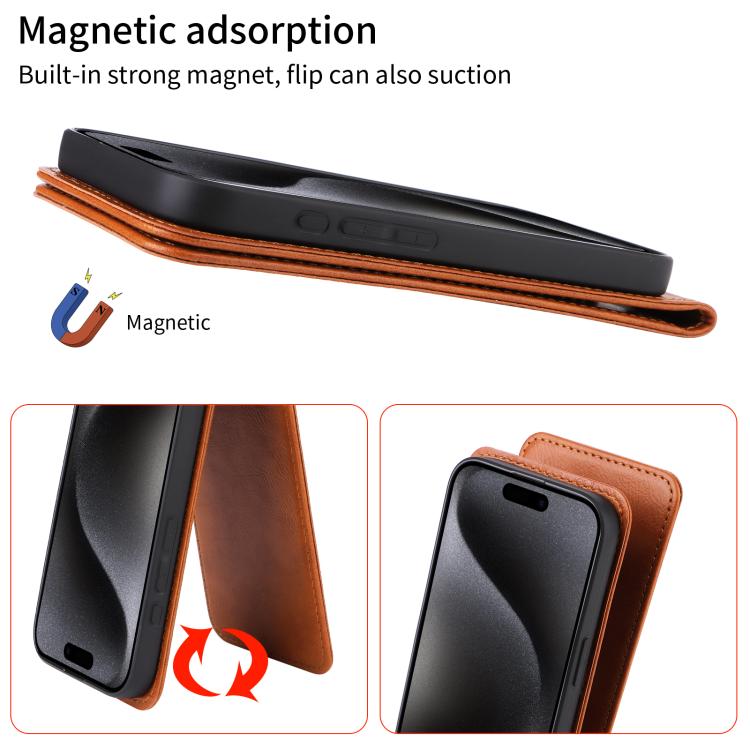 For Nothing CMF Phone 1 Magnetic Vertical Flip Leather Phone Case(Brown) - Nothing Cases by buy2fix | Online Shopping UK | buy2fix