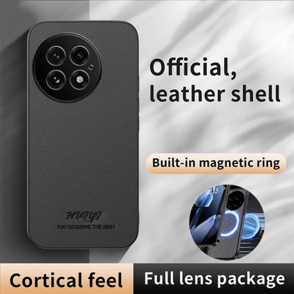 For OnePlus 13 HUIYI Leather Magnetic Phone Case(Blue) by buy2fix