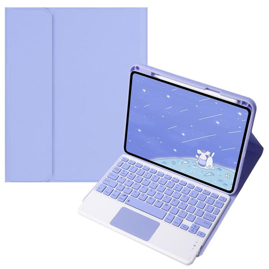 For OPPO Pad 3 / Pad 2 Candy Color Bluetooth Keyboard Leather Case,Square Keys with Touchpad(Light Purple)