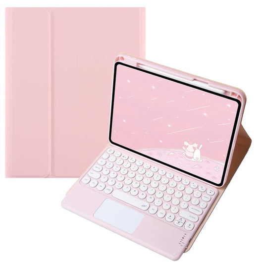 For OPPO Pad 3 / Pad 2 Candy Color Bluetooth Keyboard Leather Case, Round Key with Touchpad(Pink) - For OPPO by buy2fix | Online Shopping UK | buy2fix