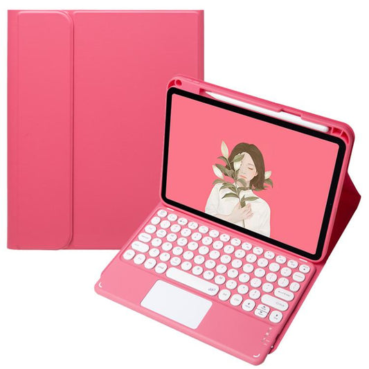 For OPPO Pad 3 / Pad 2 Candy Color Bluetooth Keyboard Leather Case, Round Key with Touchpad(Red) - OPPO Keyboard by buy2fix | Online Shopping UK | buy2fix