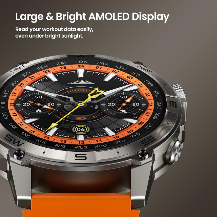 Zeblaze Stratos 2 Plus 1.43 inch Screen 3 ATM Health and Fitness GPS Smart Watch(Electric Orange) - Smart Watches by Zeblaze | Online Shopping UK | buy2fix