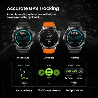 Zeblaze Stratos 2 Plus 1.43 inch Screen 3 ATM Health and Fitness GPS Smart Watch(Graphite Black) - Smart Watches by Zeblaze | Online Shopping UK | buy2fix