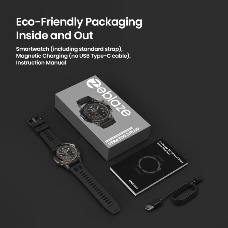 Zeblaze Stratos 2 Plus 1.43 inch Screen 3 ATM Health and Fitness GPS Smart Watch(Graphite Black) - Smart Watches by Zeblaze | Online Shopping UK | buy2fix