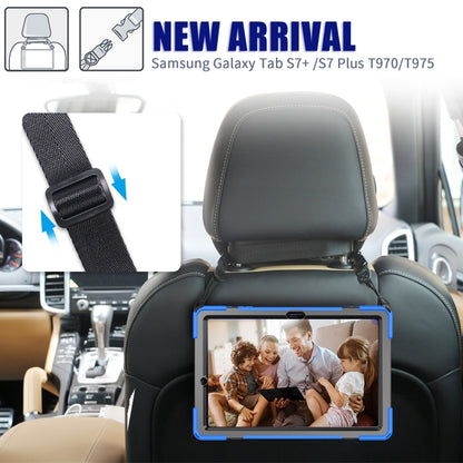 For Samsung Galaxy Tab S8+ / Tab S8 Plus / Tab S7 FE / Tab S7+ Shockproof Colorful Silicone + PC Protective Case with Holder & Shoulder Strap & Hand Strap(Blue) by buy2fix