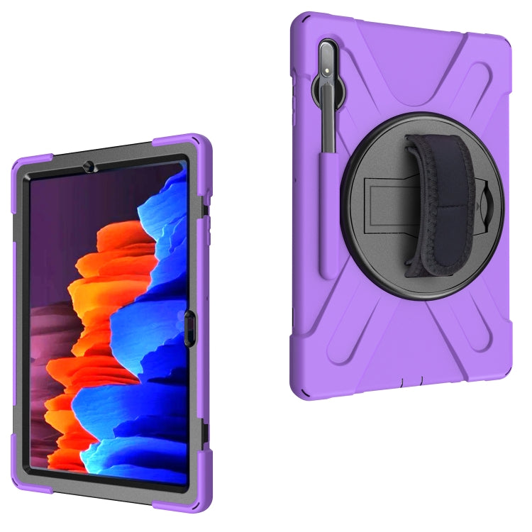 For Samsung Galaxy Tab S8+ / Tab S8 Plus / Tab S7 FE / Tab S7+ Shockproof Colorful Silicone + PC Protective Case with Holder & Shoulder Strap & Hand Strap(Purple) by buy2fix