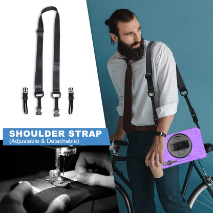 For Samsung Galaxy Tab S8+ / Tab S8 Plus / Tab S7 FE / Tab S7+ Shockproof Colorful Silicone + PC Protective Case with Holder & Shoulder Strap & Hand Strap(Purple) by buy2fix