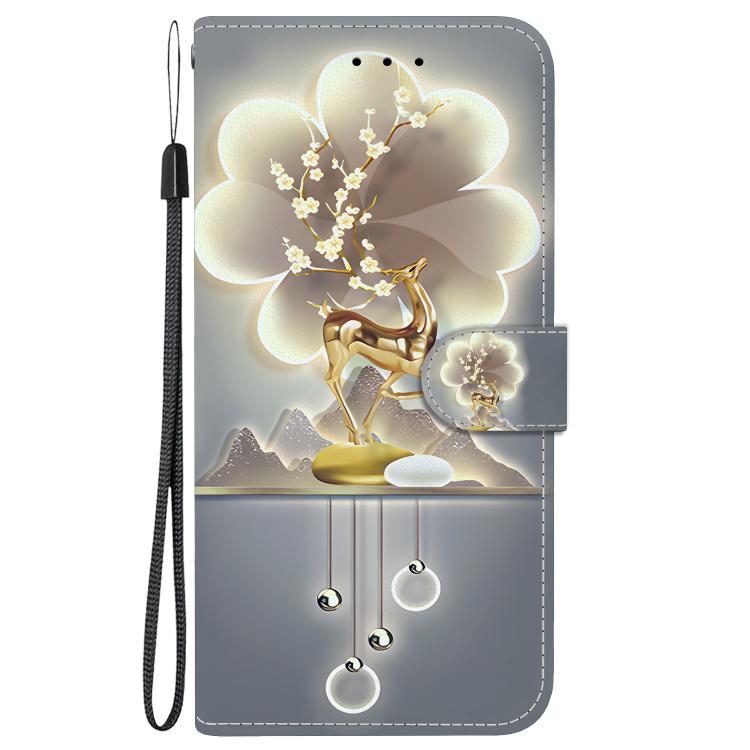 For iPhone 16e Crystal Texture Colored Drawing Leather Phone Case(Sika Deer) - iPhone 16e Cases by buy2fix | Online Shopping UK | buy2fix