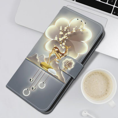 For iPhone 16e Crystal Texture Colored Drawing Leather Phone Case(Sika Deer) - iPhone 16e Cases by buy2fix | Online Shopping UK | buy2fix