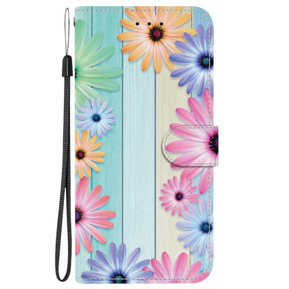For iPhone 16e Crystal Texture Colored Drawing Leather Phone Case(Sunflowers) - iPhone 16e Cases by buy2fix | Online Shopping UK | buy2fix